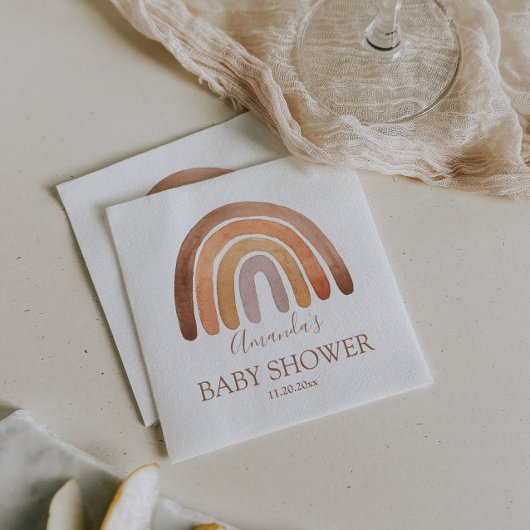 Waterverf Earthy Tone Boho Rainbow Baby shower Servet