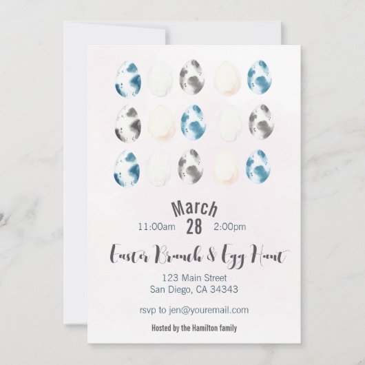 Waterverf Easter Brunch & Egg Hunt Uitnodiging (Voorkant)