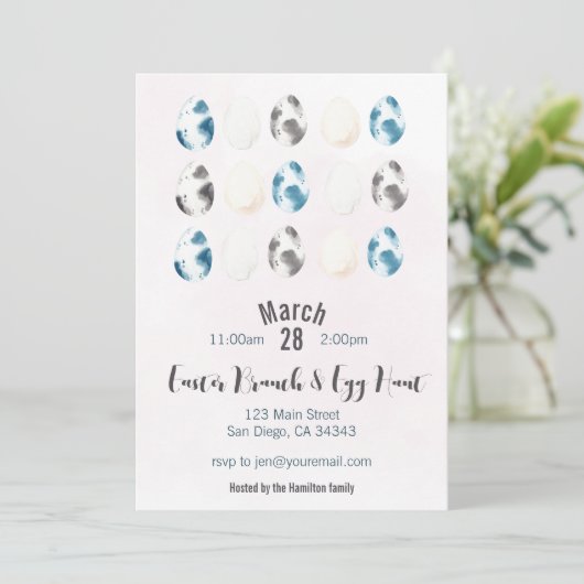 Waterverf Easter Brunch & Egg Hunt Uitnodiging (Staand voorkant)