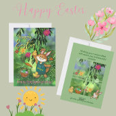 Waterverf Easter Bunny Chicken Custom Bericht Feestdagenkaart