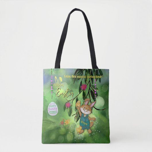Waterverf Easter Bunny Chicken Custom Tote Bag (Voorkant)