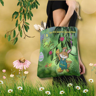 Waterverf Easter Bunny Chicken Custom Tote Bag