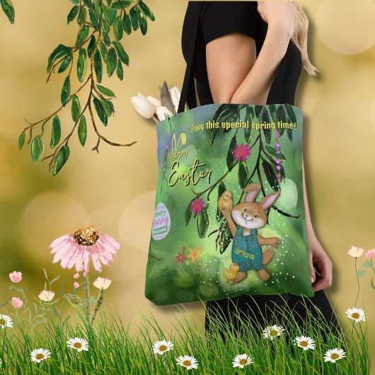 Waterverf Easter Bunny Chicken Custom Tote Bag