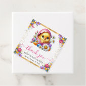 Waterverf Easter Chick Spring Flowers Baby shower Bedankjes Labels (In situ)