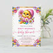 Waterverf Easter Chick Spring Flowers Baby shower Kaart (Staand voorkant)