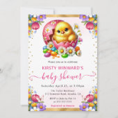 Waterverf Easter Chick Spring Flowers Baby shower Kaart (Voorkant)
