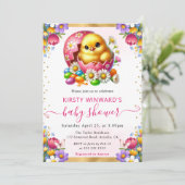 Waterverf Easter Chick Spring Flowers Baby shower Kaart (Staand voorkant)