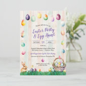 Waterverf Easter Egg Hunt Party Kaart (Staand voorkant)