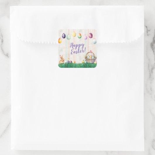 Waterverf Easter Egg Hunt Party Vierkante Sticker (Tas)