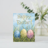 Waterverf Easter Egg Trio Briefkaart (Staand voorkant)