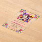 Waterverf Easter Hedgehog Spring Flowers Verjaarda Acryl Uitnodigingen (Laagn)