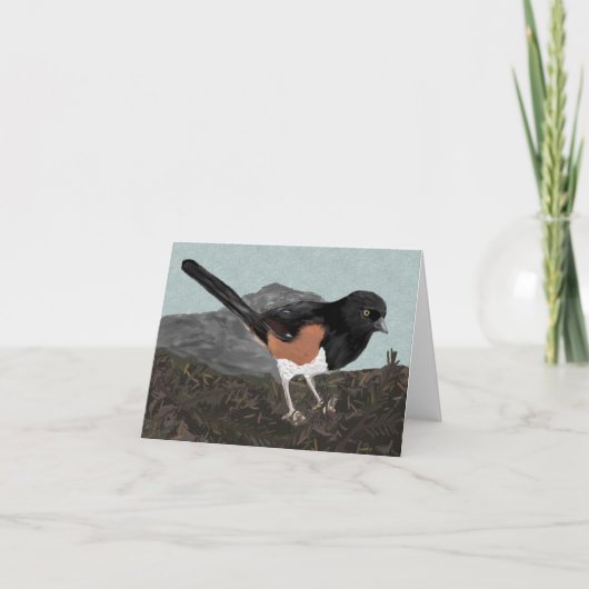 Waterverf Eastern Towee Note Card Feestdagen Kaart (Voorkant)