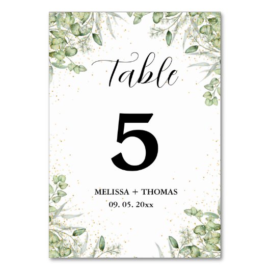 Waterverf Ecalyptus groen bruiloft Kaart (Achterkant)