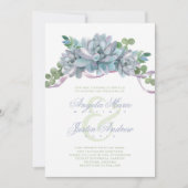 Waterverf Echeveria met Paarse lint Kaart (Voorkant)