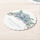 Waterverf Echeveria met Paarse lint Kartonnen Onderzetters (Gekanteld)