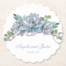 Waterverf Echeveria met Paarse lint