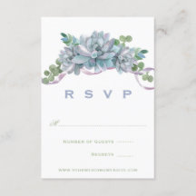 Waterverf Echeveria met Paarse Lint RSVP