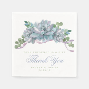 Waterverf Echeveria met Paarse lint Servet