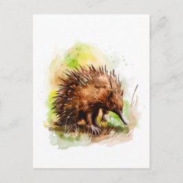 Waterverf Echidna in een natuurlijke omgeving Briefkaart