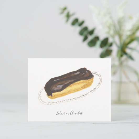 Waterverf Éclair au Chocolat Briefkaart (Staand voorkant)