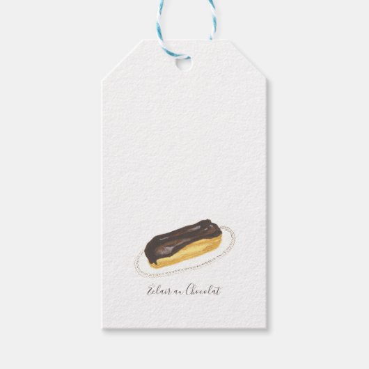 Waterverf Éclair au Chocolat Cadeaulabel (Voorkant)