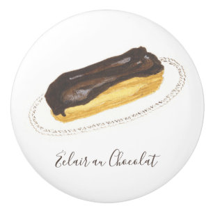 Waterverf Éclair au Chocolat Keramische Knop