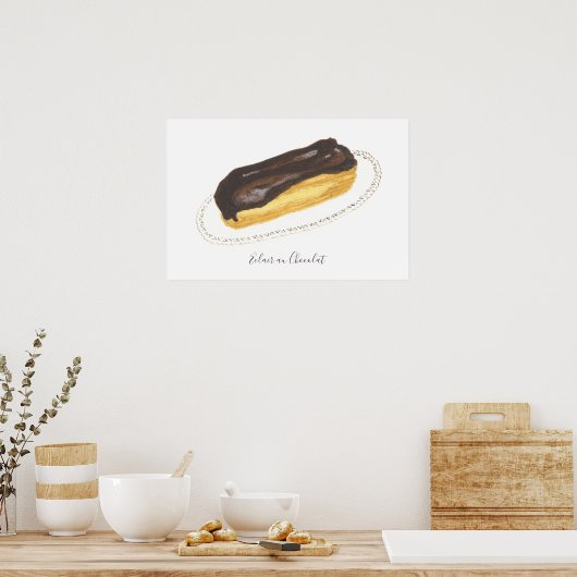 Waterverf Éclair au Chocolat Poster (Keuken)