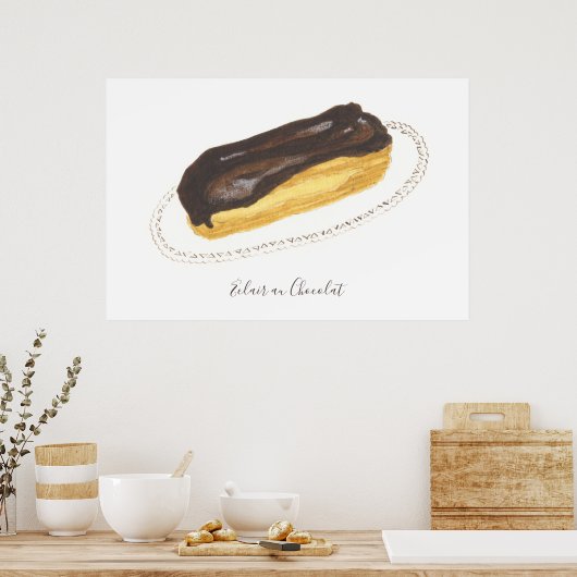 Waterverf Éclair au Chocolat Poster (Keuken)