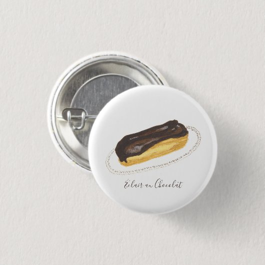 Waterverf Éclair au Chocolat Ronde Button 3,2 Cm (Voorkant /achterkant)
