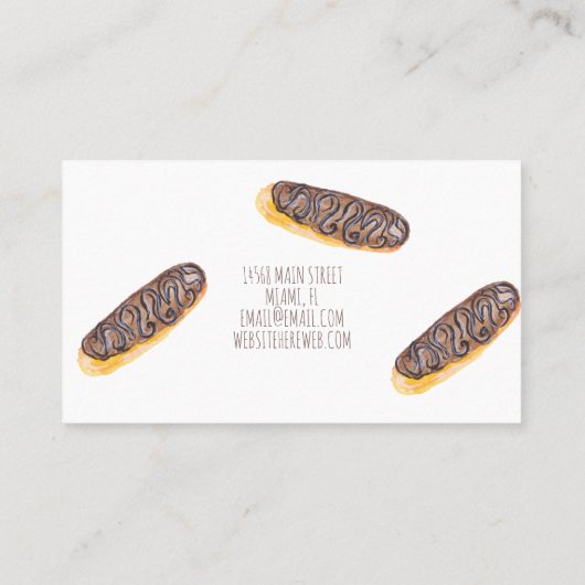 Waterverf Eclair Donuts Hand Painted Bakery Visitekaartje (Achterkant)