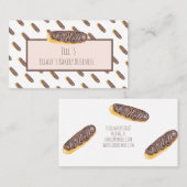 Waterverf Eclair Donuts Handgeschilderde Bakkerij Visitekaartje (Voorkant / Achterkant)