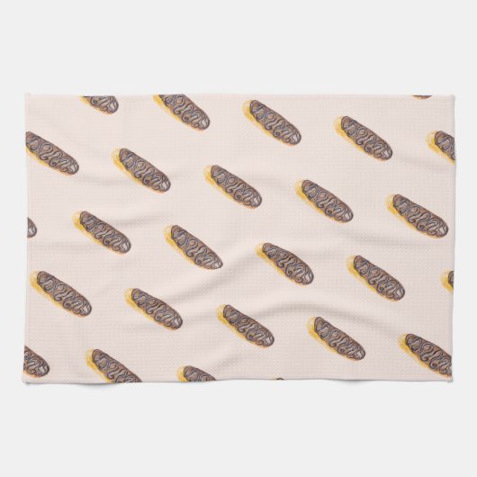 Waterverf Eclairs Donuts Fun Whimiscal roze Theedoek (Horizontaal)