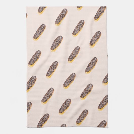 Waterverf Eclairs Donuts Fun Whimiscal roze Theedoek (Verticaal)