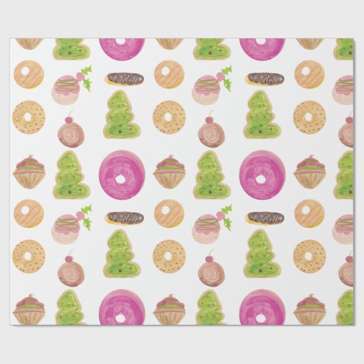 Waterverf Eclairs Donuts Fun Whimiscal Sweet Cadeaupapier (Vlak)