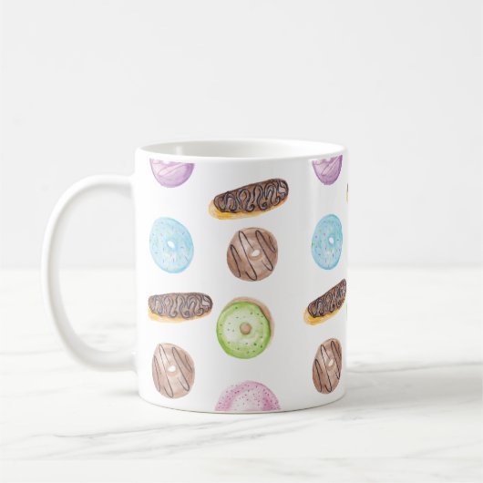 Waterverf Eclairs Donuts Fun Whimiscal Sweet Koffiemok (Links)