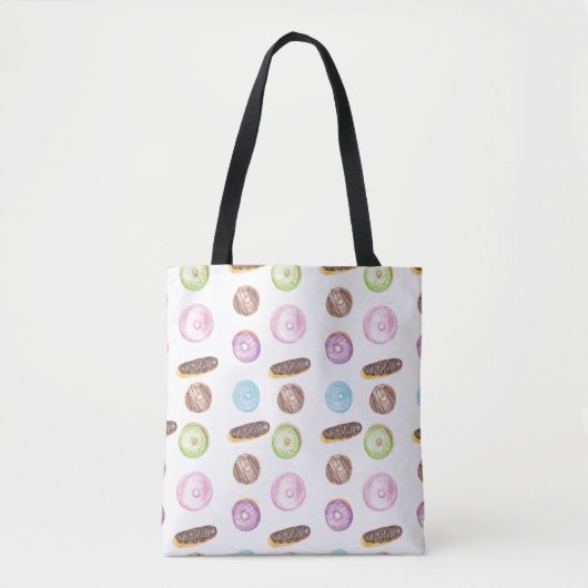Waterverf Eclairs Donuts Fun Whimiscal Sweet Tote Bag (Voorkant)