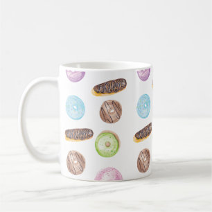 Waterverf Eclairs Donuts Plezierige Gril Sweet Koffiemok