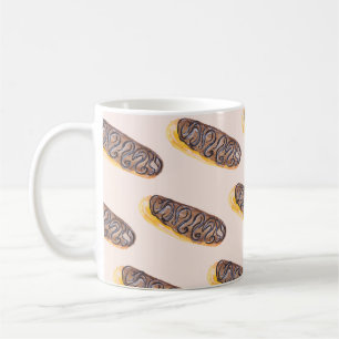 Waterverf Eclairs Donuts Plezierige Grilheid Zoet Koffiemok