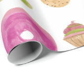 Waterverf Eclairs Donuts Plezierige Grilheid Zoete Cadeaupapier (Rol Hoek)