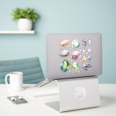Waterverf Edelstenen En Edelstenen Vinyl Sticker (Laptop op bureau)