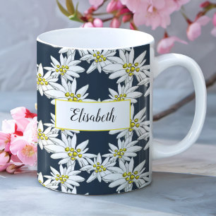 Waterverf Edelweiss Gepersonaliseerde Alpine Bloem Koffiemok