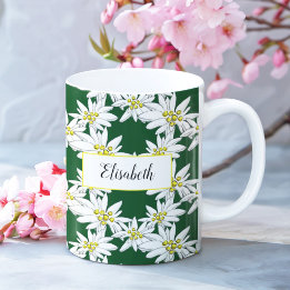 Waterverf Edelweiss hand-Illustrated Personalized Koffiemok