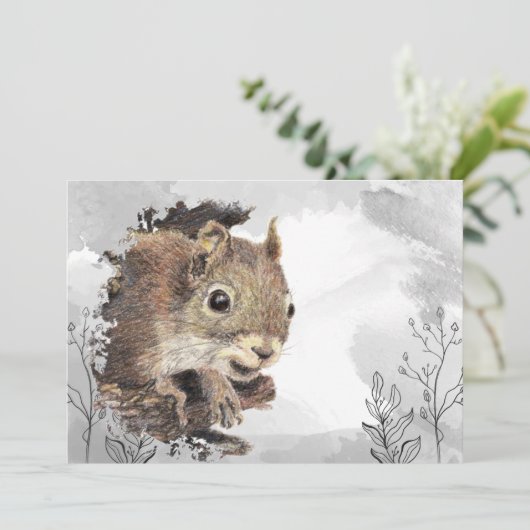Waterverf Eekhoorn Aangepaste verjaardag Kaart (Staand voorkant)
