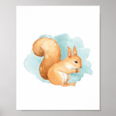 Waterverf Eekhoorn Bosdier Bos Poster (Voorkant)