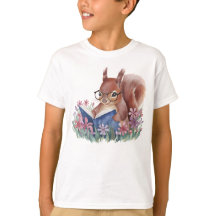 Waterverf eekhoorn die een boek leest