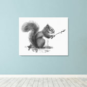 Waterverf Eekhoorn Die Marshmallow Roostert Dier Canvas Afdruk (Insitu (Houten vloer))