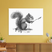 Waterverf Eekhoorn Die Marshmallow Roostert Dier Canvas Afdruk (Insitu (Woonkamer))