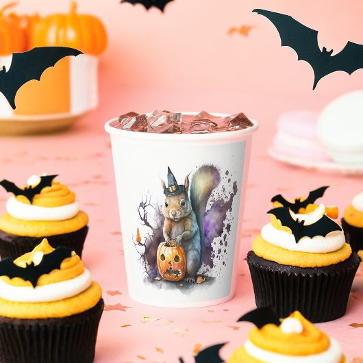 Waterverf Eekhoorn Halloween Papieren Bekers