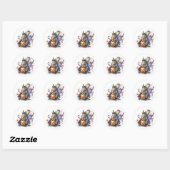 Waterverf Eekhoorn Halloween Ronde Sticker (Vel)
