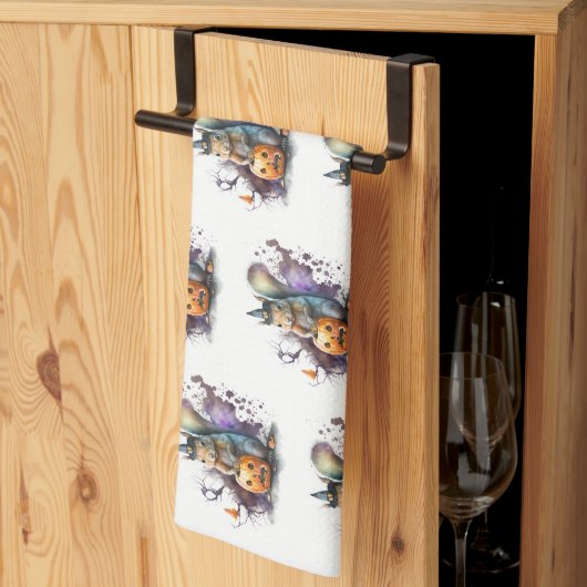 Waterverf Eekhoorn Halloween Theedoek (Derde Gevouwen)